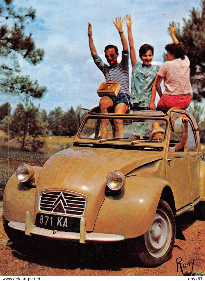 GF-Carte Postale EN VACANCES-VOITURE-AUTOMOBILE-AUTO-2 CHEVAUX- 2 CH-Citroën Décapotable Carte Coupée 10 X 13,5 - Voitures De Tourisme