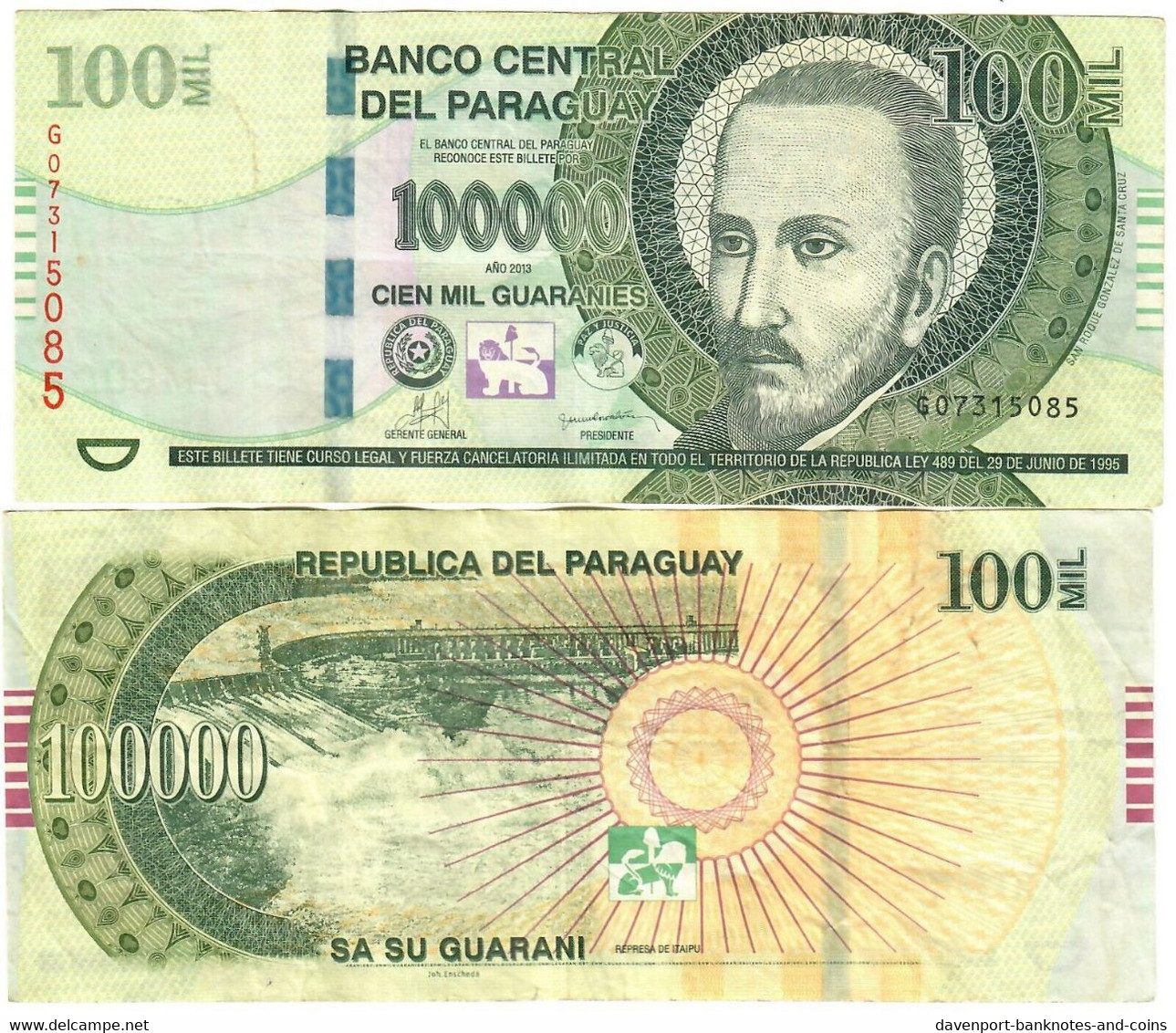 Paraguay 100000 Guaranies 2013 VF (Enschedé) - Paraguay
