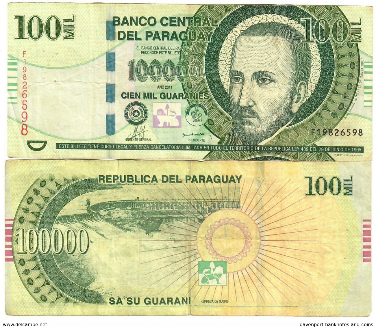 Paraguay 100000 Guaranies 2011 VF (Oberthur) - Paraguay