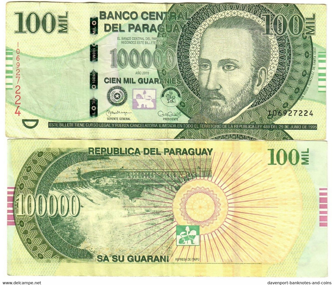 Paraguay 100000 Guaranies 2015 VF - Paraguay