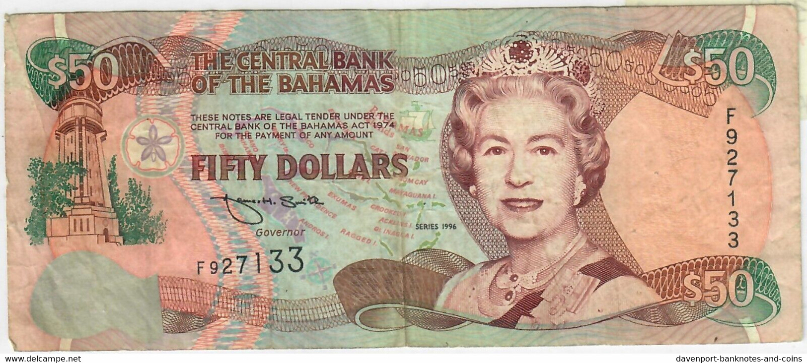 Bahamas 50 Dollars 1996 F - Bahamas