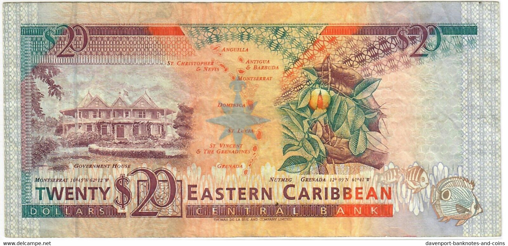 East Caribbean 20 Dollars 1993 F "L" St Lucia - East Carribeans