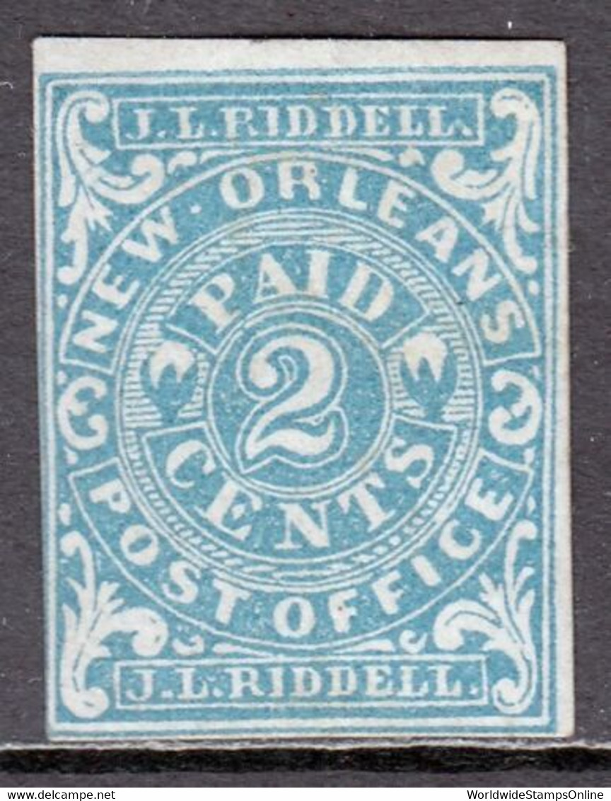 CONFEDERATE STATES — SCOTT 62X1 — 1861 2¢ BLUE NEW ORLEANS PROV. — MH — SCV $225 - 1861-65 Etats Confédérés