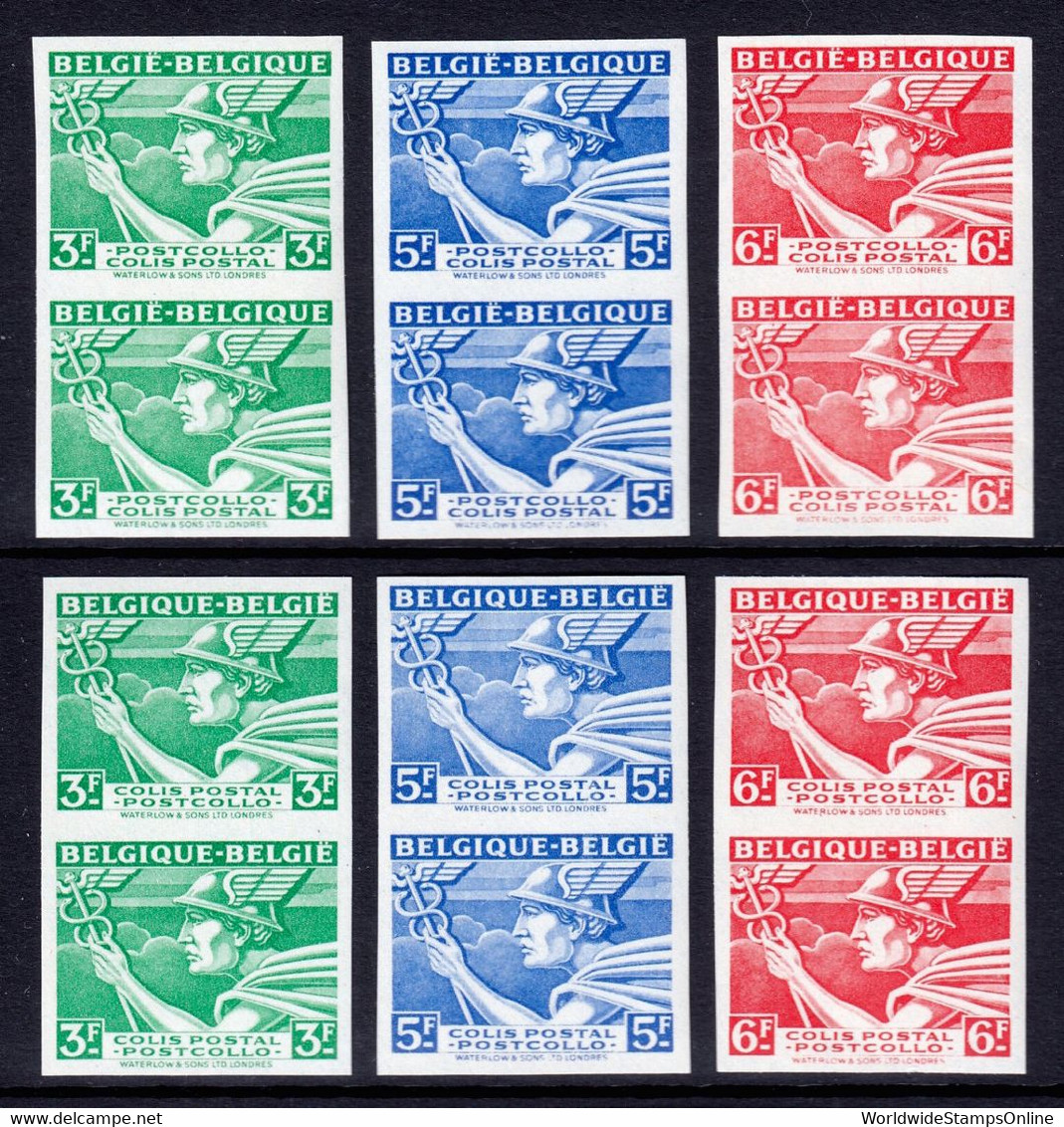 BELGIUM — SCOTT Q291-Q296 — 1945-46 MERCURY SETS— MNH IMPERFORATE PAIRS - 1941-1960