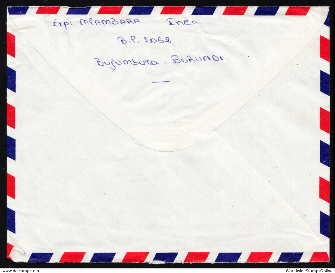 BURUNDI — SCOTT 654B, 654D — 1989 BUTTERFLY SURCHARGES COVER — 20F, 80F — SCARCE - Brieven En Documenten