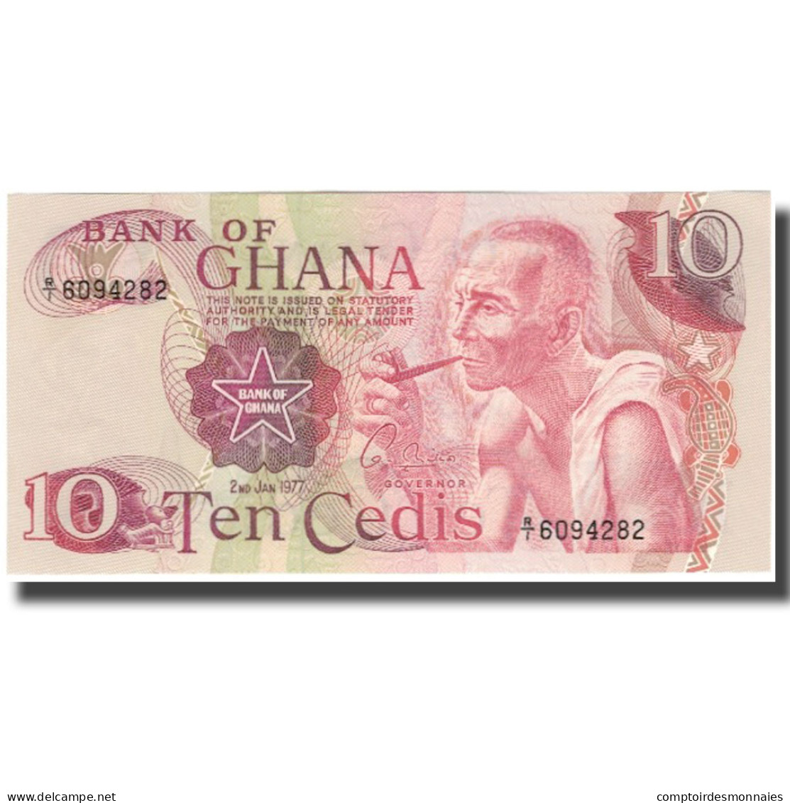 Billet, Ghana, 10 Cedis, 1977-01-02, KM:16e, NEUF - Ghana