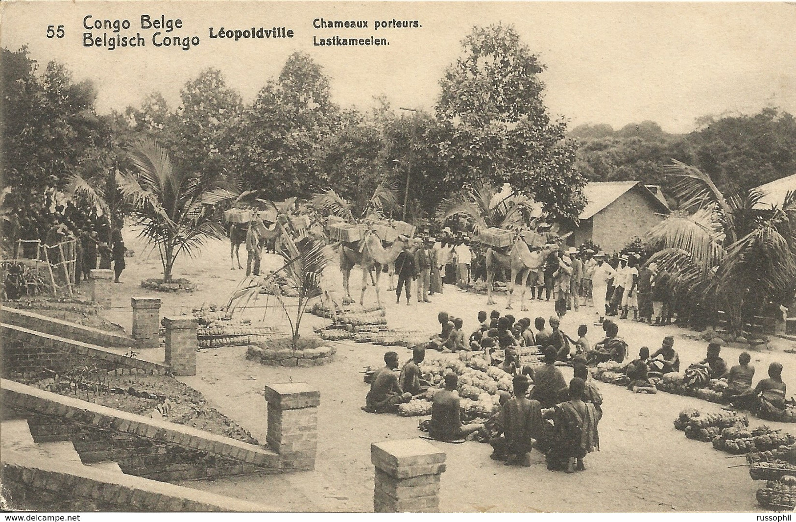 BELGIAN CONGO - 10 CENT OPEN LETTER POSTCARD - LEOPOLDVILLE - CHAMEAUX PORTEURS - LASTKAMELEN - 1920 - Lettres & Documents