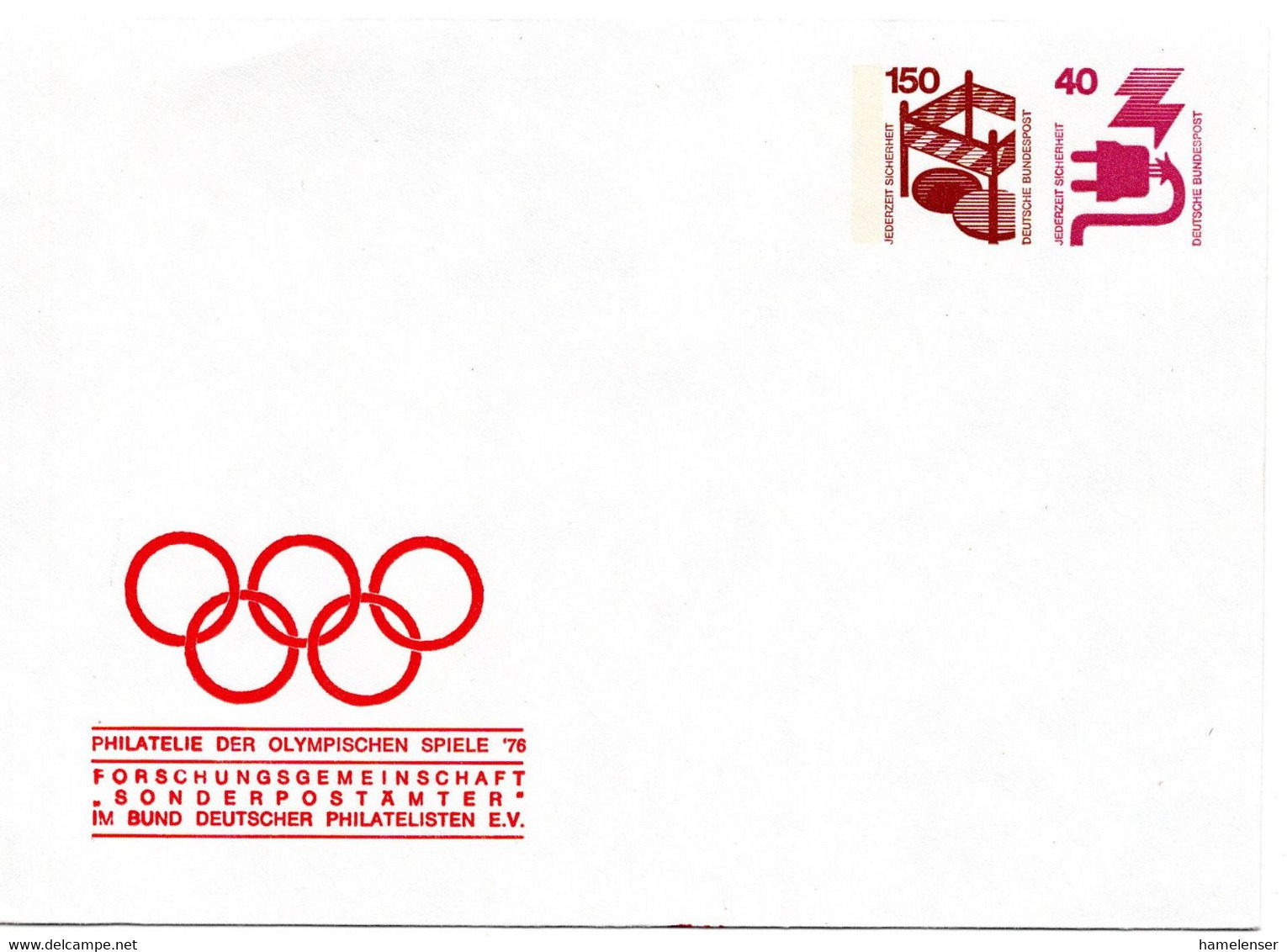 57331 - Bund - 1975 - 40Pfg & 150Pfg Unfall PGAUmschlag "Olympische Spiele 1976", Ungebraucht - Ete 1976: Montréal