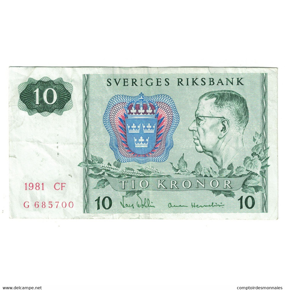 Billet, Suède, 10 Kronor, KM:52e, TTB - Svezia