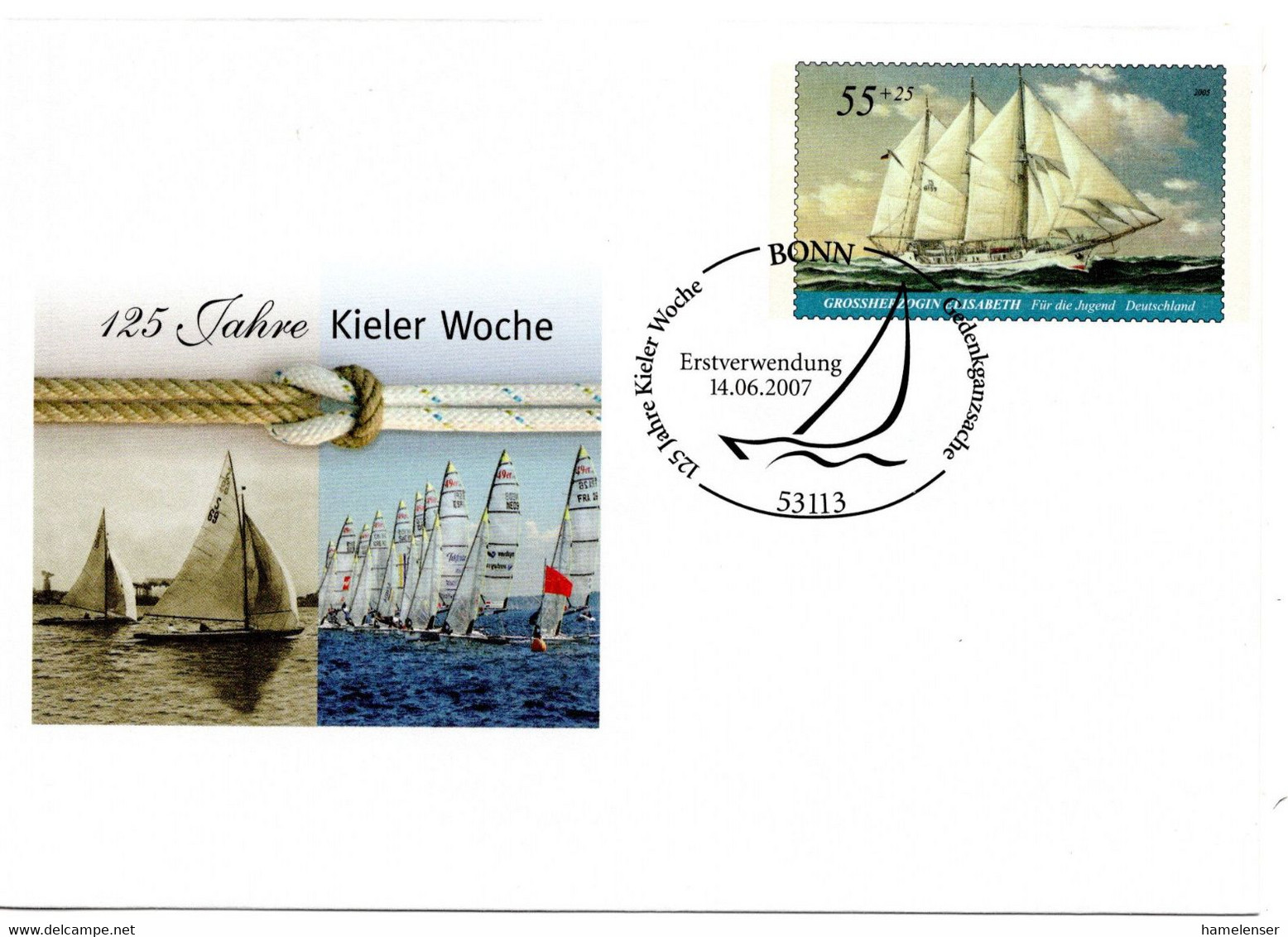 57340 - Bund - 2007 - €0,55 Kieler Woche '07 GASoUmschl BONN - 125 JAHRE KIELER WOCHE - Ships