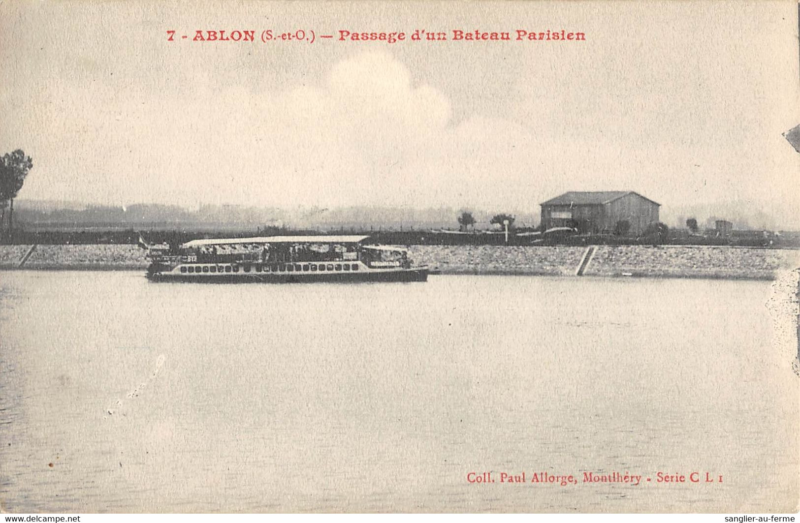 CPA 94 ABLON / PASSAGE D'UN BATEAU PARISIEN / Cliché Rare - Ablon Sur Seine