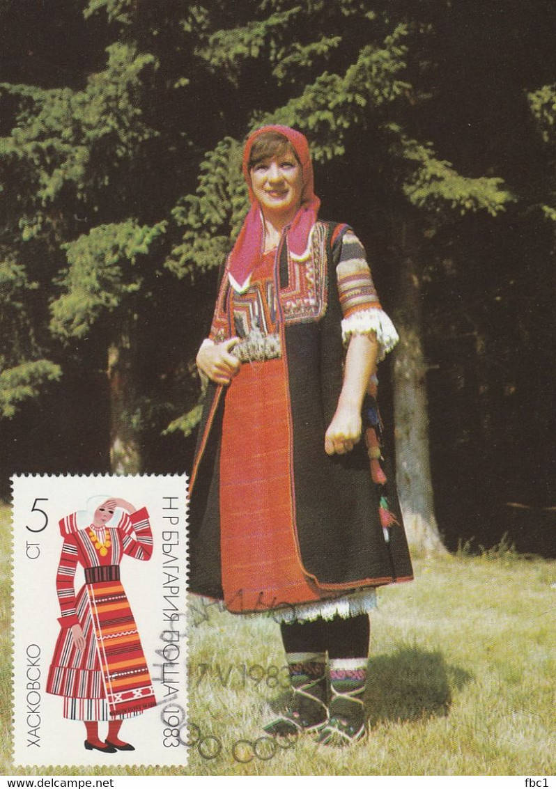 Bulgarie - Carte Maximum - 1983 - Costume - Folklore - Brieven En Documenten