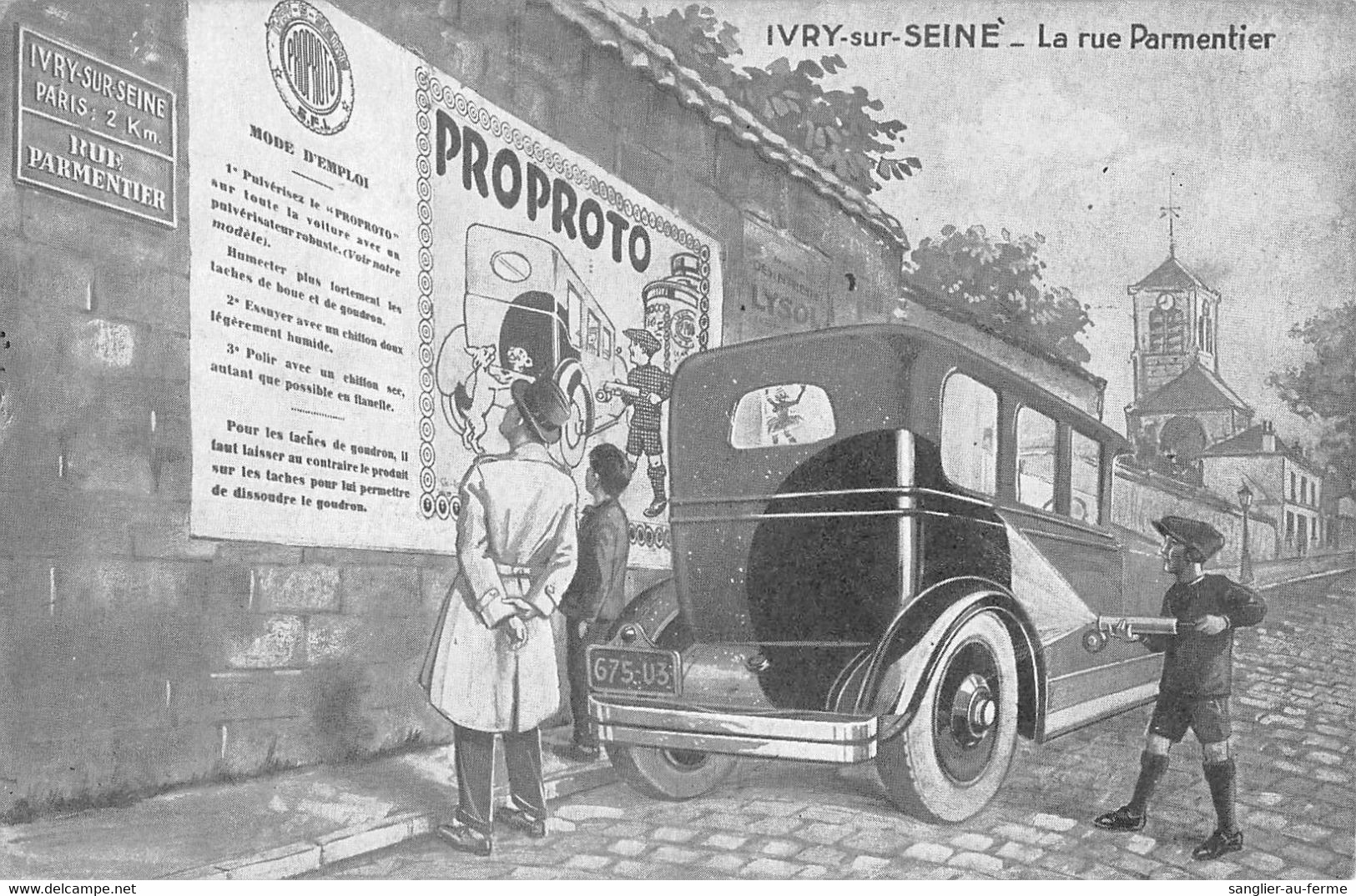 CPA 94 IVRY SUR SEINE / LA RUE PARMENTIER / PUBLICITE / VOITURE / PROPROTO - Ivry Sur Seine