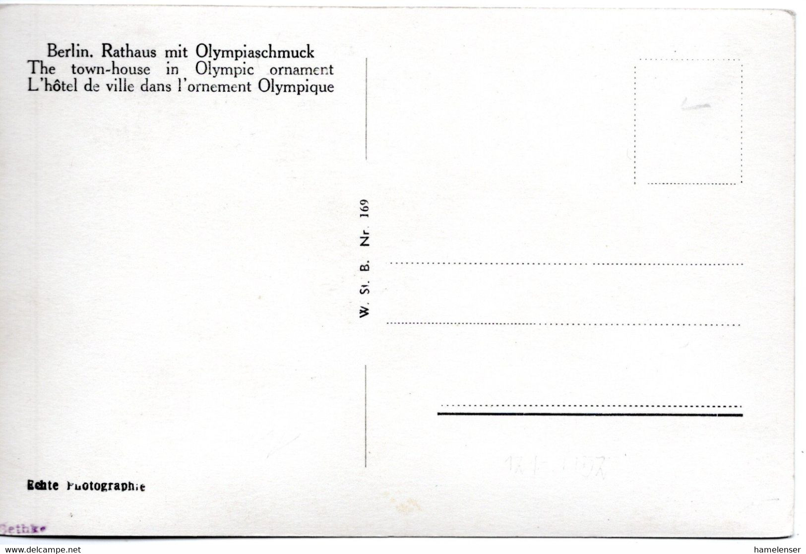 57446 - Deutsches Reich - 1936 - AnsKte "Berlin Rathaus Im Olympiaschmuck", Ungebraucht - Olympic Games