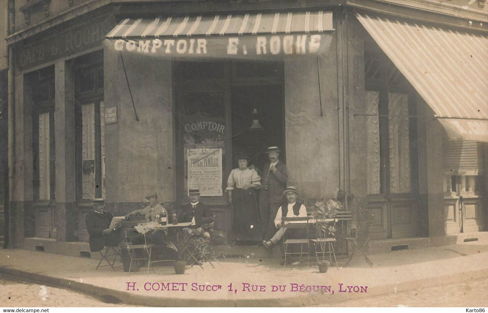 Lyon 7ème * Carte Photo * Devanture Du Commerce Café Comptoir E. ROCHE Rue De L'hospice Des Vieillards * Photogr. Béguin - Lyon 7