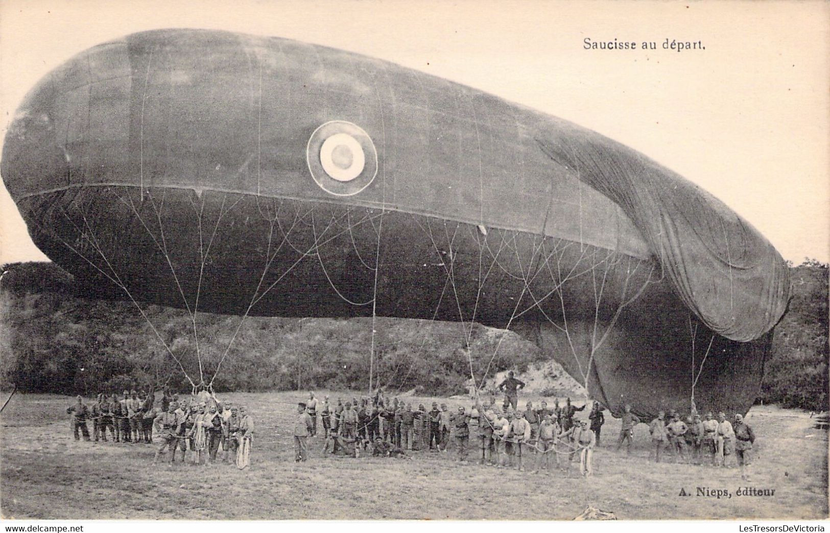 TRANSPORT - AVION - Le Ballon Dirigeable - Saucisse Au Départ - Carte Postale Ancienne - Dirigeables