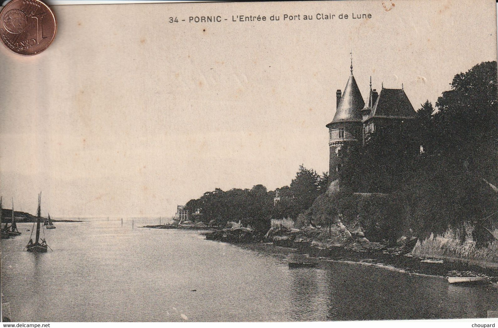 44 - Carte Postale Ancienne   De  PORNIC   L'Entrée Du Port Au Clair De Lune - Pornic