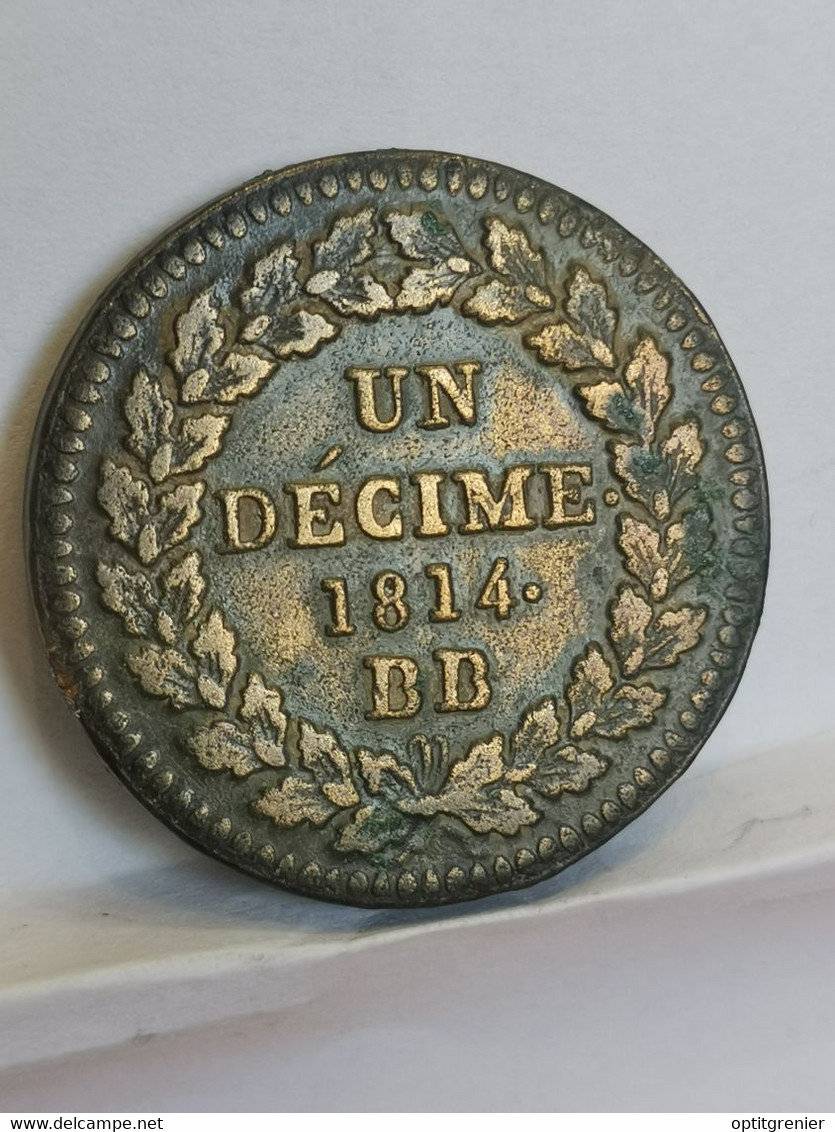 1 DECIME 1814 BB LOUIS XVIII AU L COURONNE 21.63 G / FRANCE - Otros & Sin Clasificación