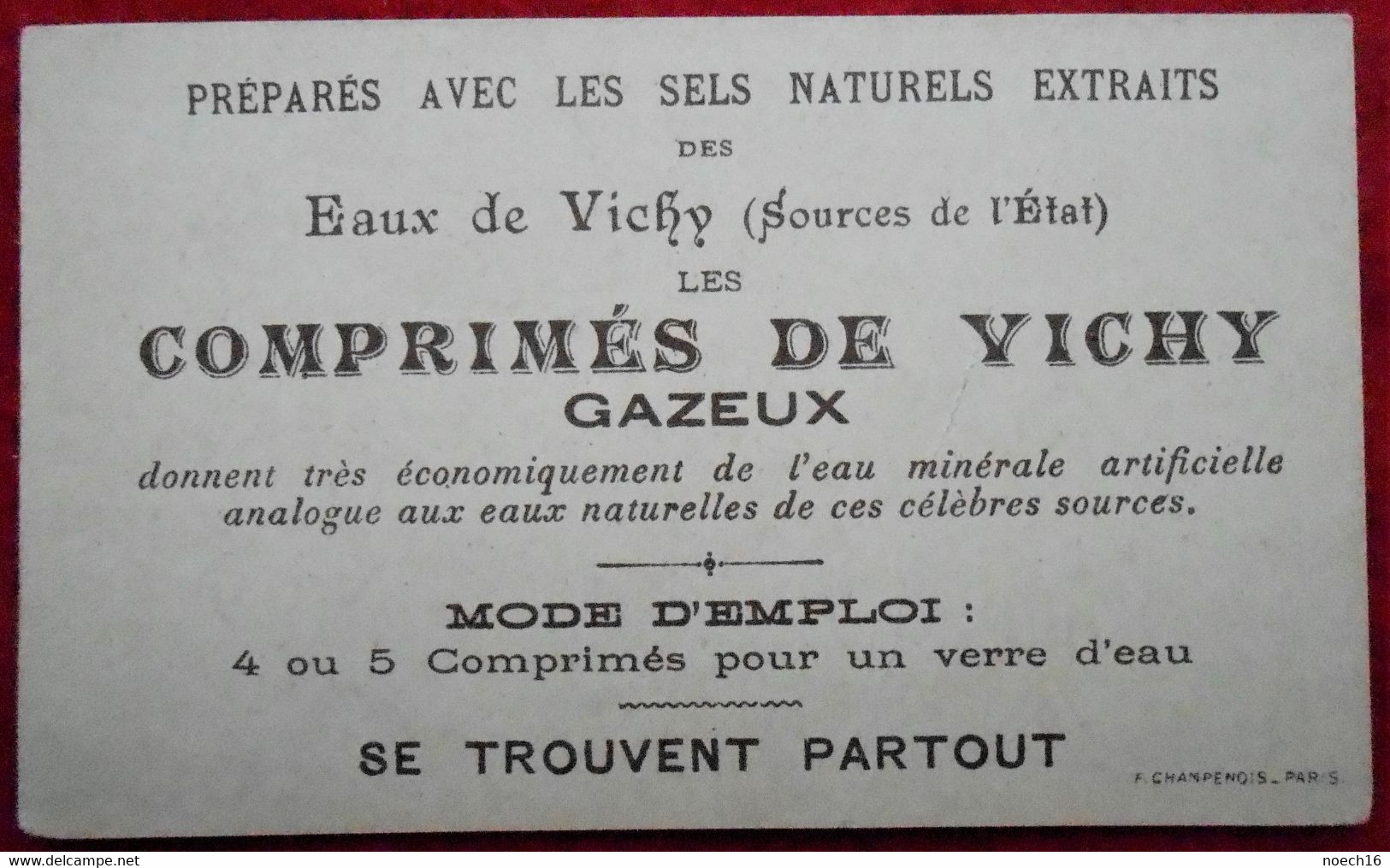 Chromo Comprimés De Vichy - Silhouette/Ombres Chinoises - Un Pli Du Ministère - Sonstige & Ohne Zuordnung