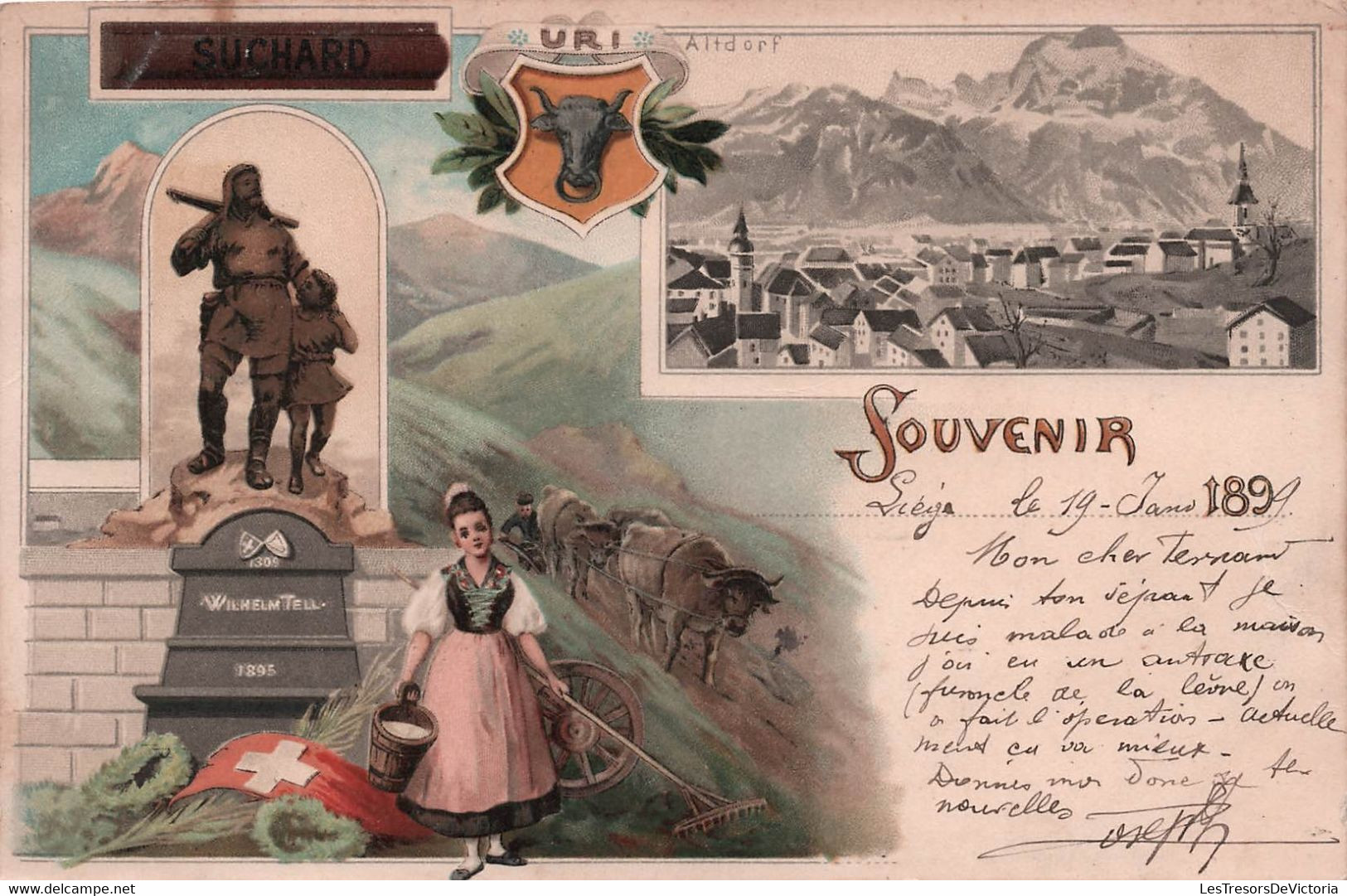 Publicité - Chocolat SUCHARD - Carte Precurseur Voyagée En 1899 - URI Altdorf - Carte Postale Ancienne - - Advertising