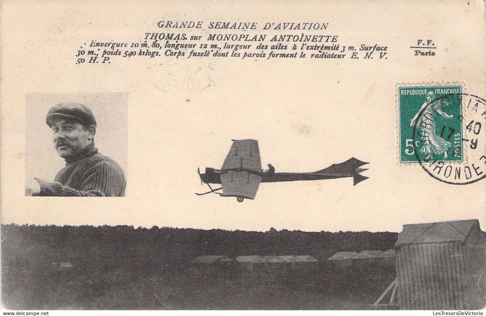 TRANSPORT - AVIATEUR - THOMAS Sur Monoplan Antoinette - Carte Postale Ancienne - Aviateurs