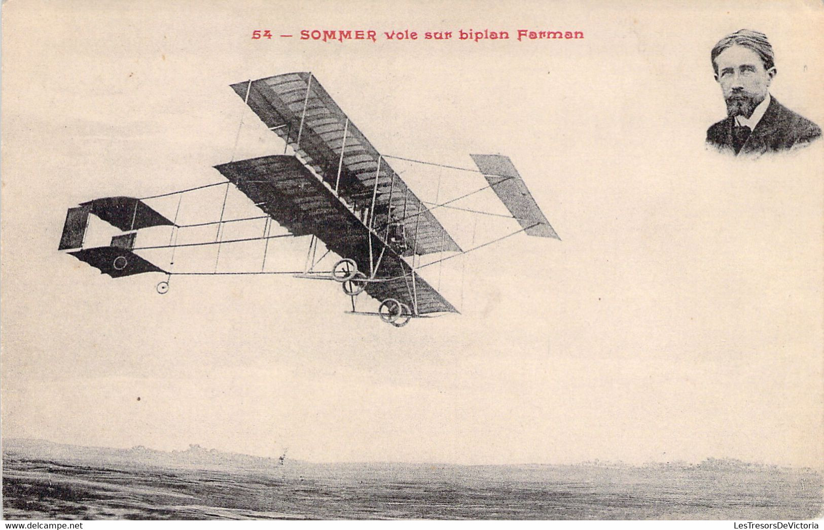 TRANSPORT - AVIATEUR - SOMMER Vole Sur Biplan Farman - Carte Postale Ancienne - Aviatori