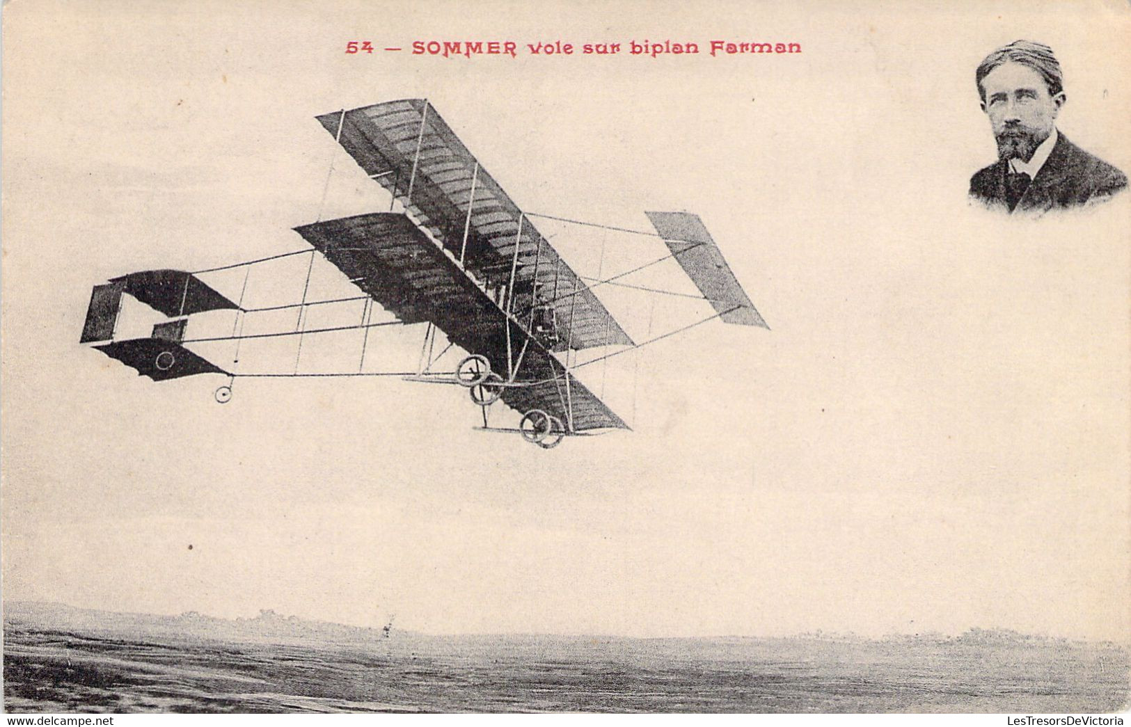 TRANSPORT - AVIATEUR - SOMMER Vole Sur Biplan Farman - Carte Postale Ancienne - Aviateurs