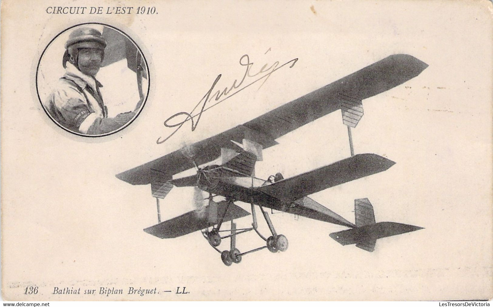 TRANSPORT - AVIATEUR - Bathiat Sur Biplan Bréguet - LL - Carte Postale Ancienne - Aviateurs