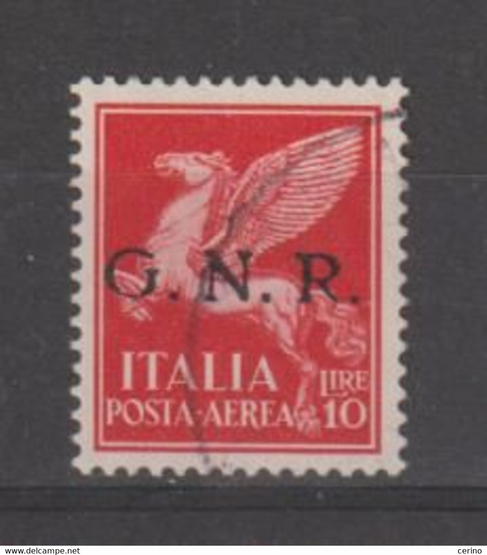 R.S.I.:  1944  P.A. ALLEGORIA  G.N.R. -  £. 10  CARMINIO  US.  -  ANNULLO  NON  GARANTITO -  SASS. 124 - Luftpost