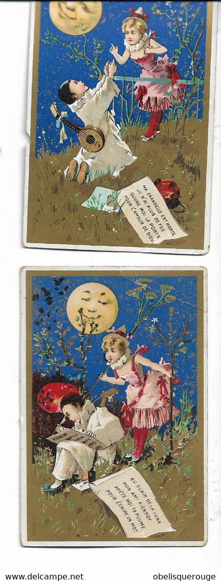 LOT 2 IMAGES TOUR EN OR AU CLAIR DE  LA LUNE ENFANTS PIERROT Années 30/50 - Kinder