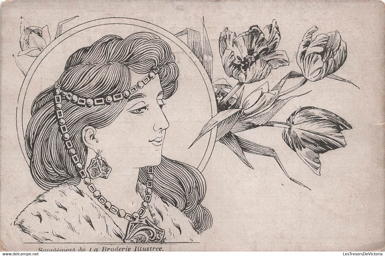 Illustrateur - Supplement De La Broderie Illustrée  - Style Art Nouveau - Carte Postale Ancienne - - Non Classificati