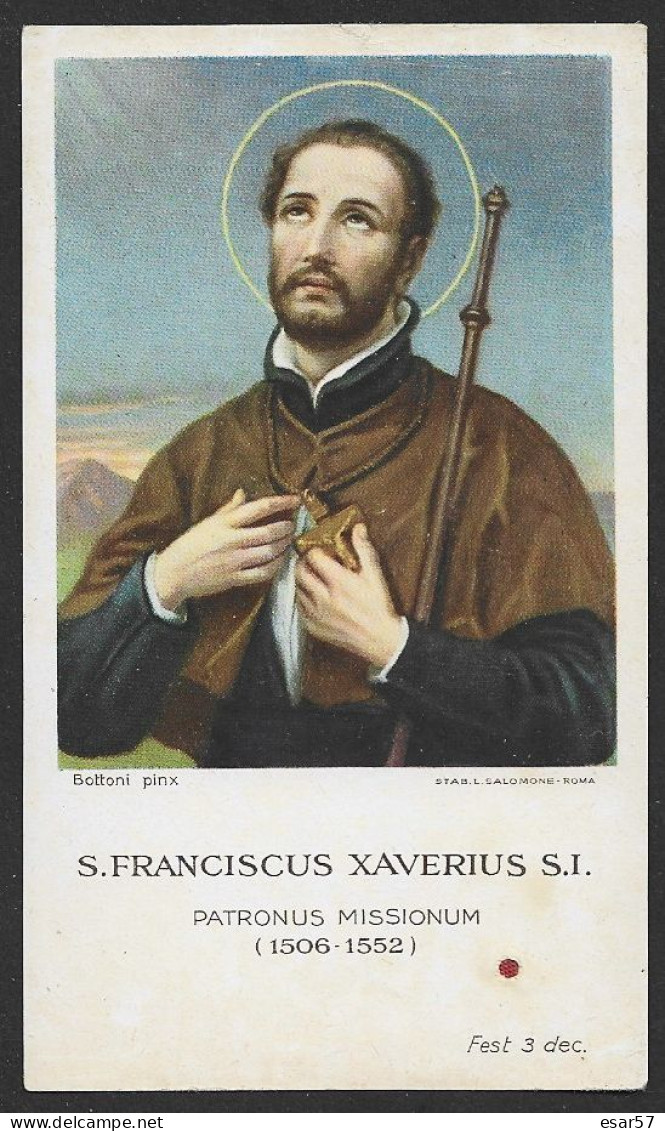 Rare Image Relique De Saint François-Xavier Jésuite Patron Des Missions - Devotion Images