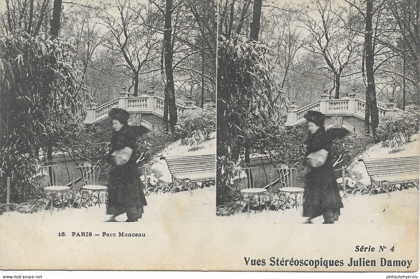 CPA PARIS 75  Vues Stéréoscopiques : Parc Monceau - Estereoscópicas