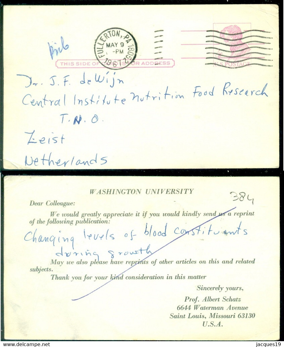 USA 1967 Postcard From Fullerton To Zeist (Netherlands) - 1961-80