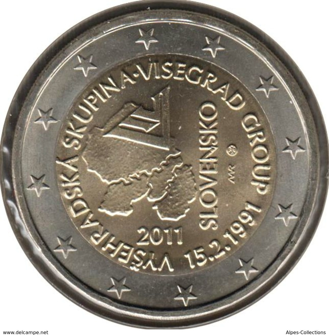 SQ20011.1 - SLOVAQUIE - 2 Euros Commémo. Constitution Du Groupe De Visegrád - 2011 - Eslovaquia