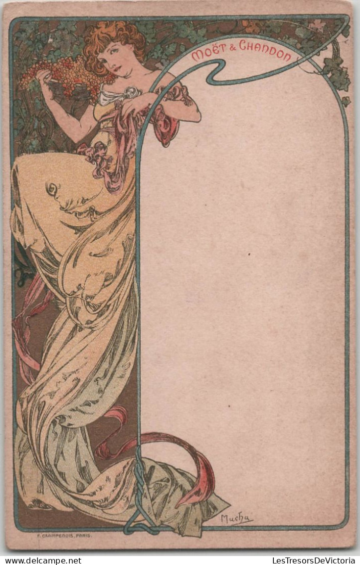 Illustrateur MUCHA - Femme Style Art Nouveau - Pub Moet & Chandon - Champenois  - Carte Postale Ancienne - - Mucha, Alphonse