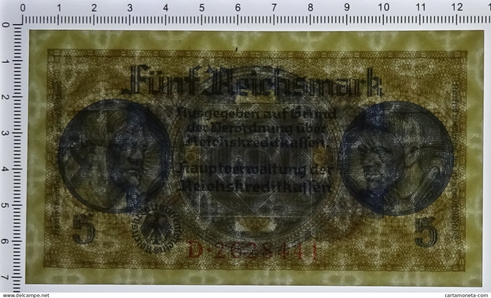 5 REICHSMARK OCCUPAZIONE TEDESCA ITALIA REICHSKREDITKASSEN 1943 FDS - Allied Occupation WWII