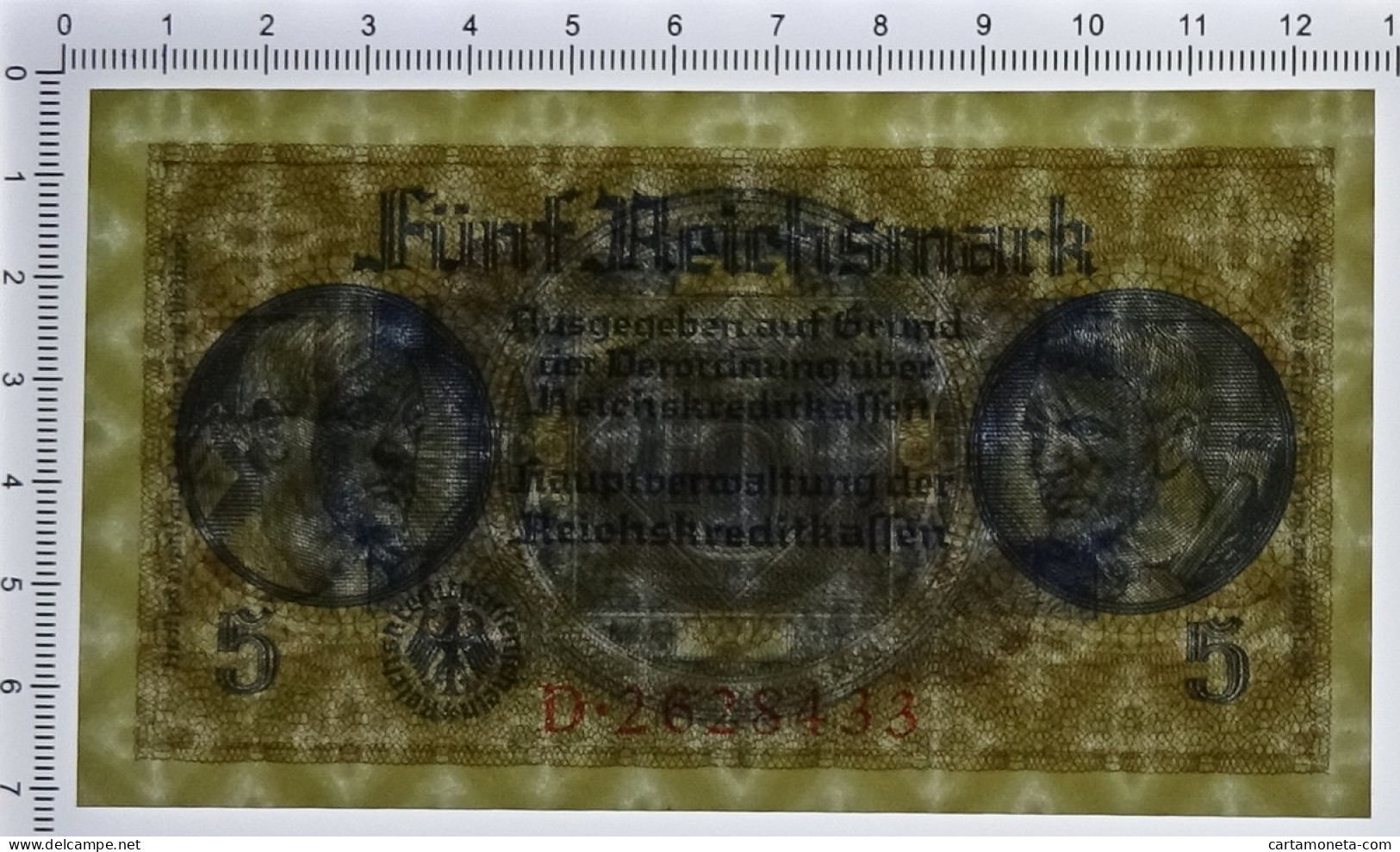 5 REICHSMARK OCCUPAZIONE TEDESCA ITALIA REICHSKREDITKASSEN 1943 FDS - Occupation Alliés Seconde Guerre Mondiale