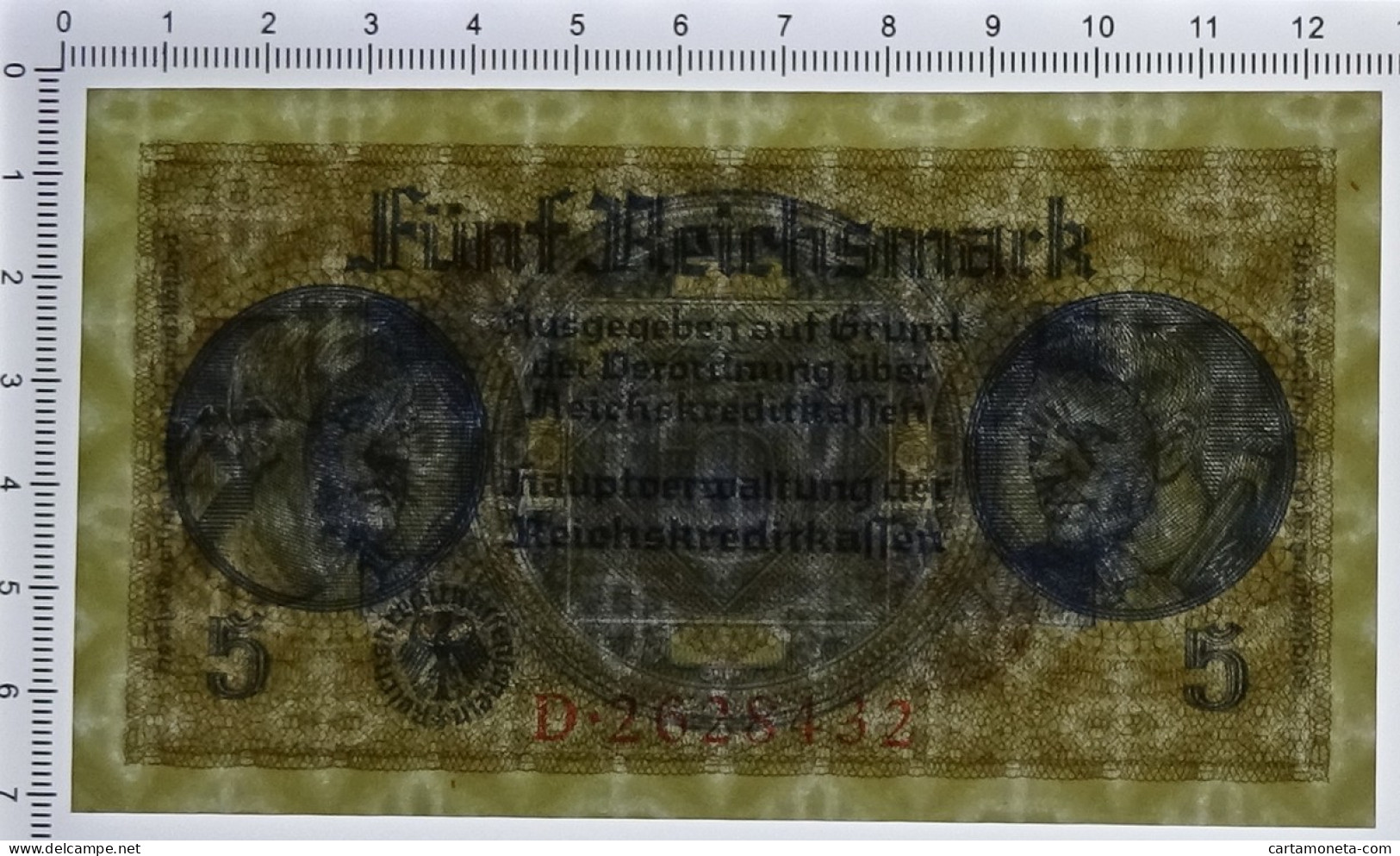 5 REICHSMARK OCCUPAZIONE TEDESCA ITALIA REICHSKREDITKASSEN 1943 FDS - 2. WK - Alliierte Besatzung