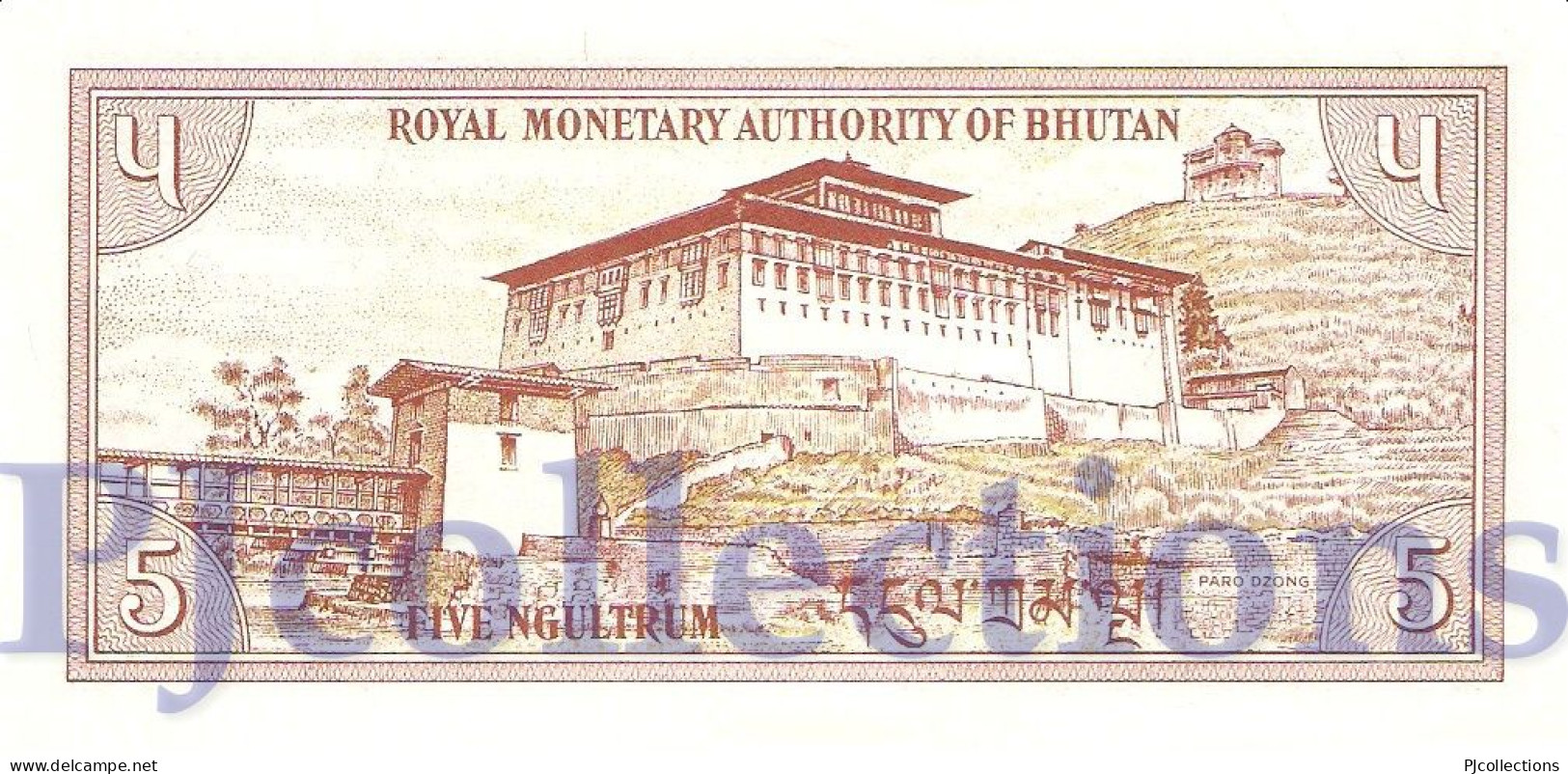 BHUTAN 5 NGULTRUM 1985 PICK 14b UNC - Bhután