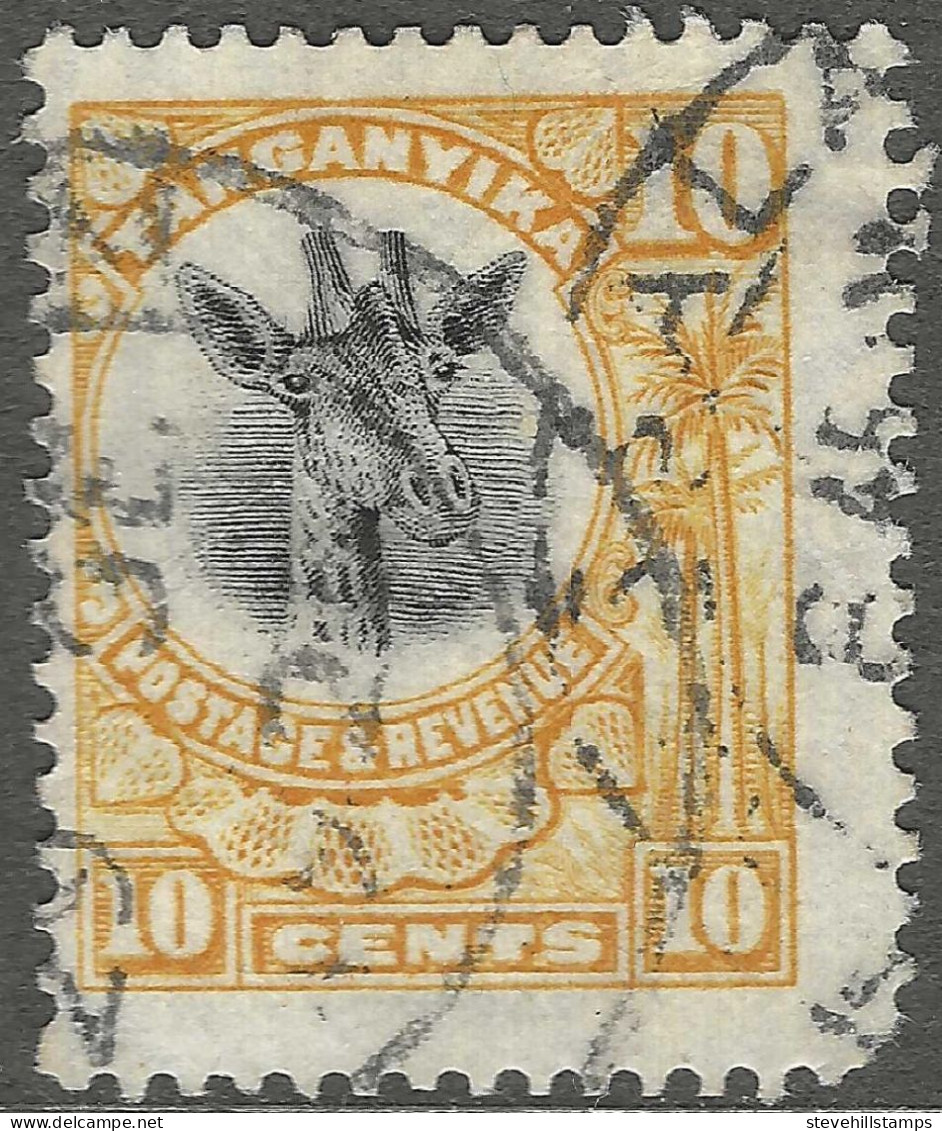 Tanganyika. 1925 Giraffe. New Colours. 10c Used. SG 90 - Tanganyika (...-1932)