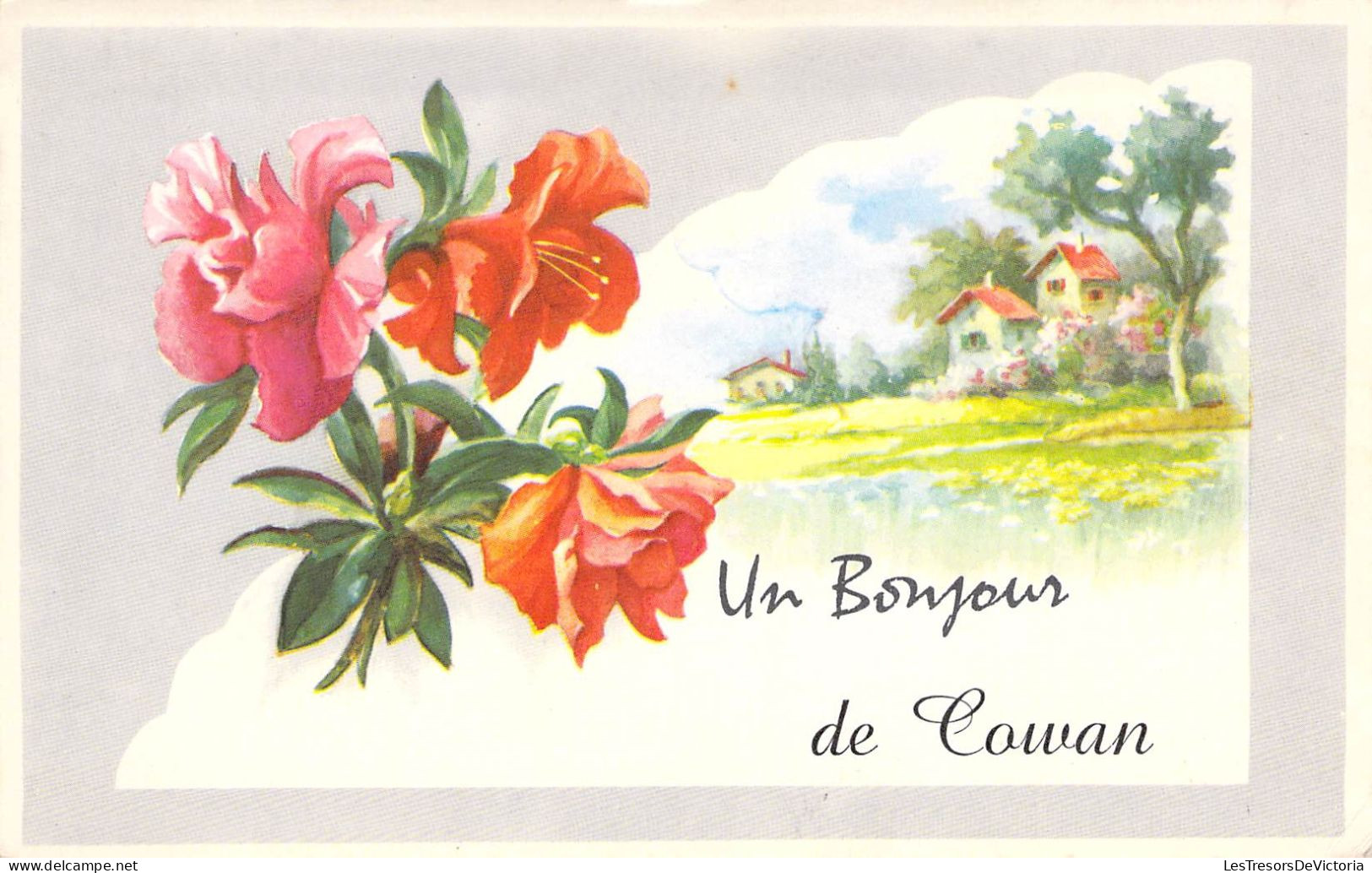 Belgique - Un Bonjour De Cowan  -  M.D. - Série N° 5910 - Colorisé - Fleur - Maisonnette - Carte Postale Ancienne - Bastogne