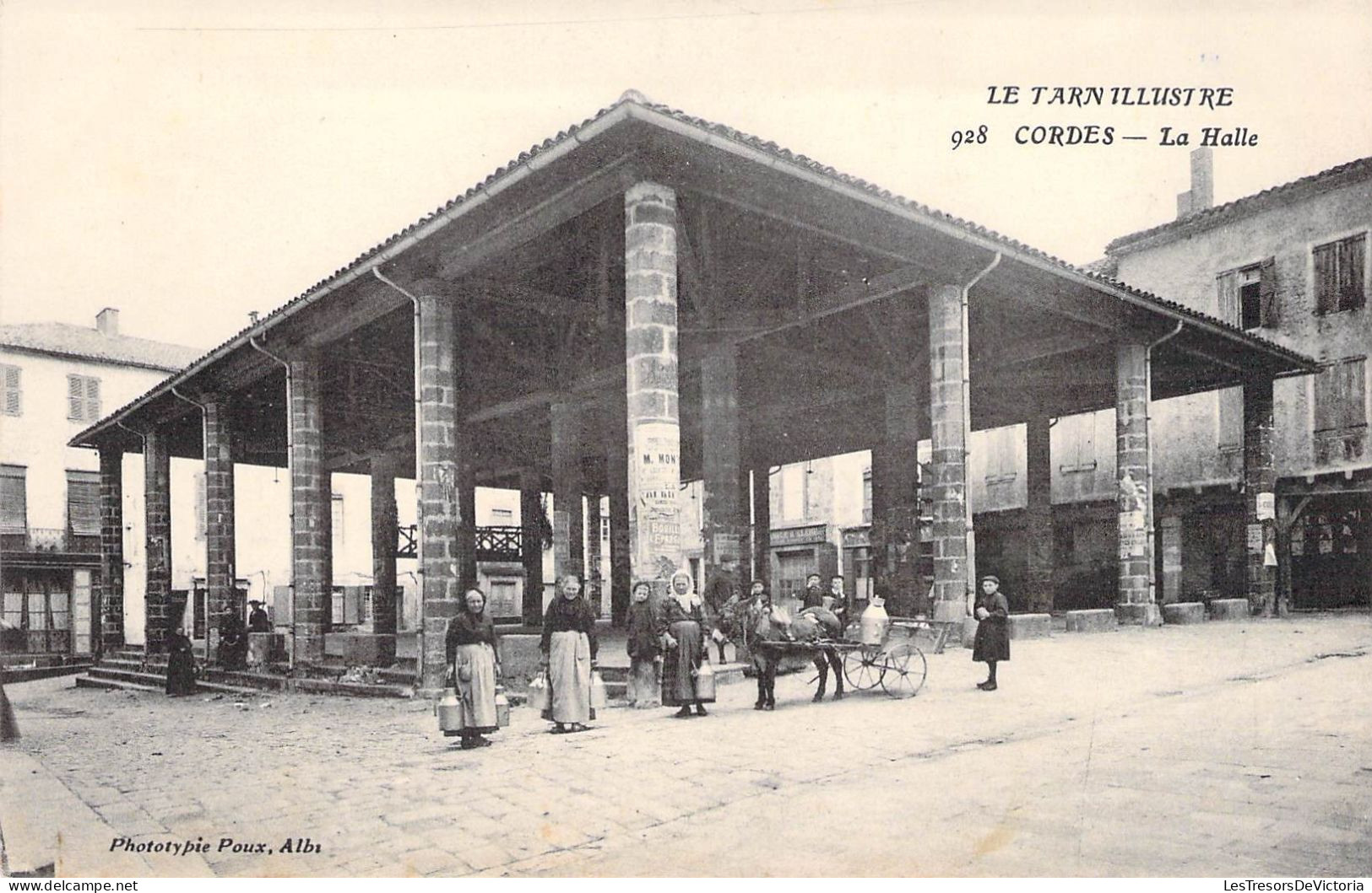 France - Le Tarn Illustré - Cordes - La Halle - Animé - Phototypie Poux - Carte Postale Ancienne - Cordes