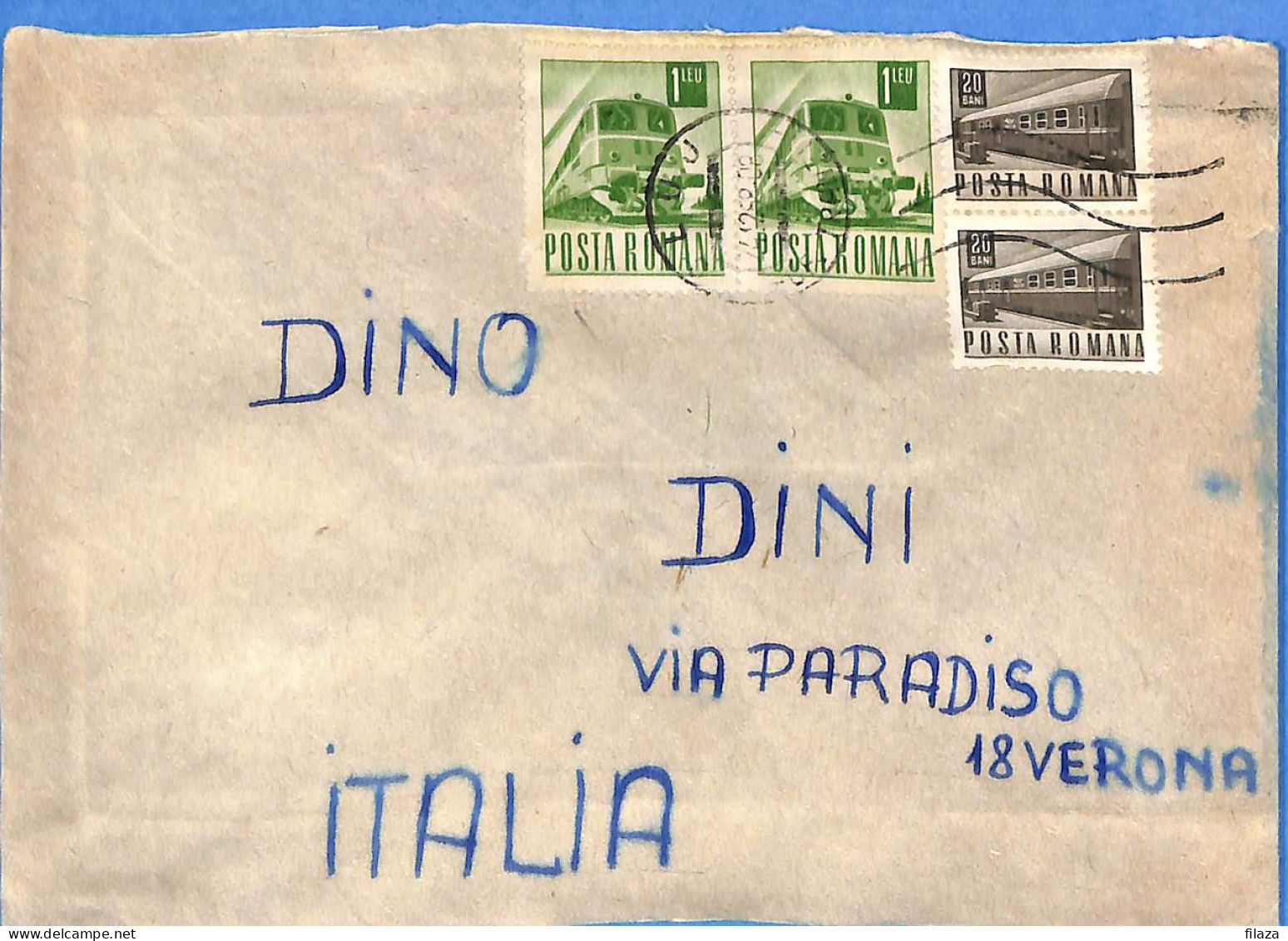 Lettre : Romania To Italy Singer DINO L00089 - Lettres & Documents