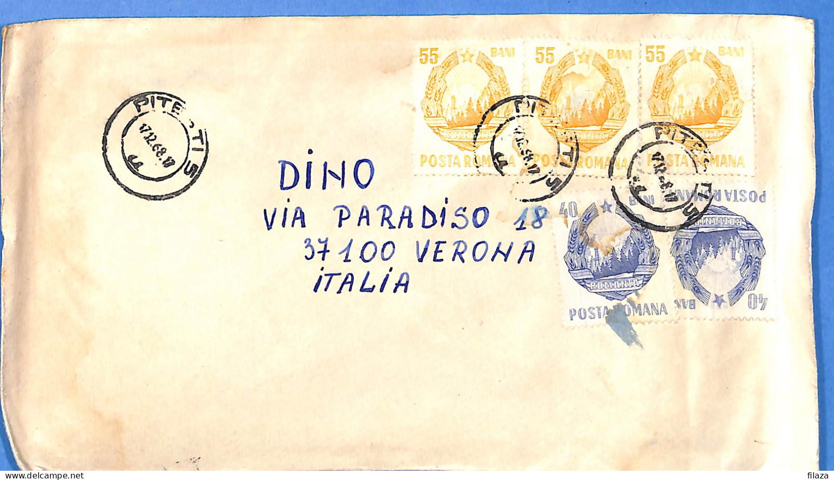 Lettre : Romania To Italy Singer DINO L00092 - Brieven En Documenten