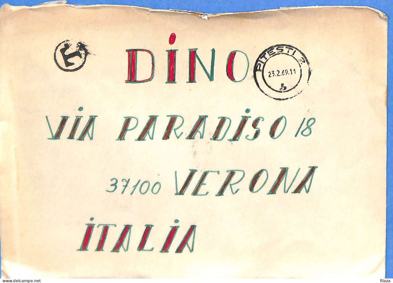 Lettre : Romania To Italy Singer DINO L00093 - Lettres & Documents