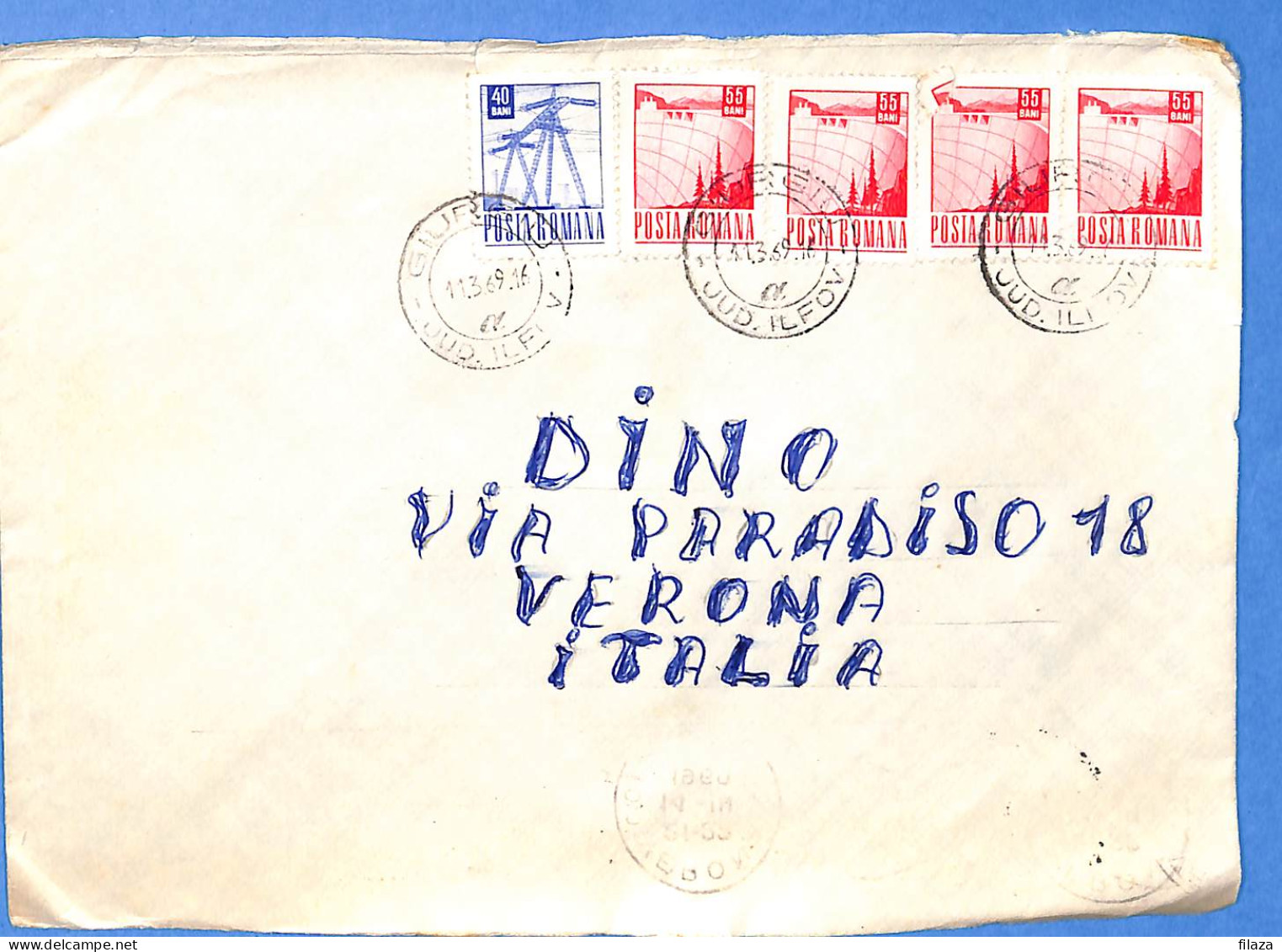 Lettre : Romania To Italy Singer DINO L00096 - Covers & Documents