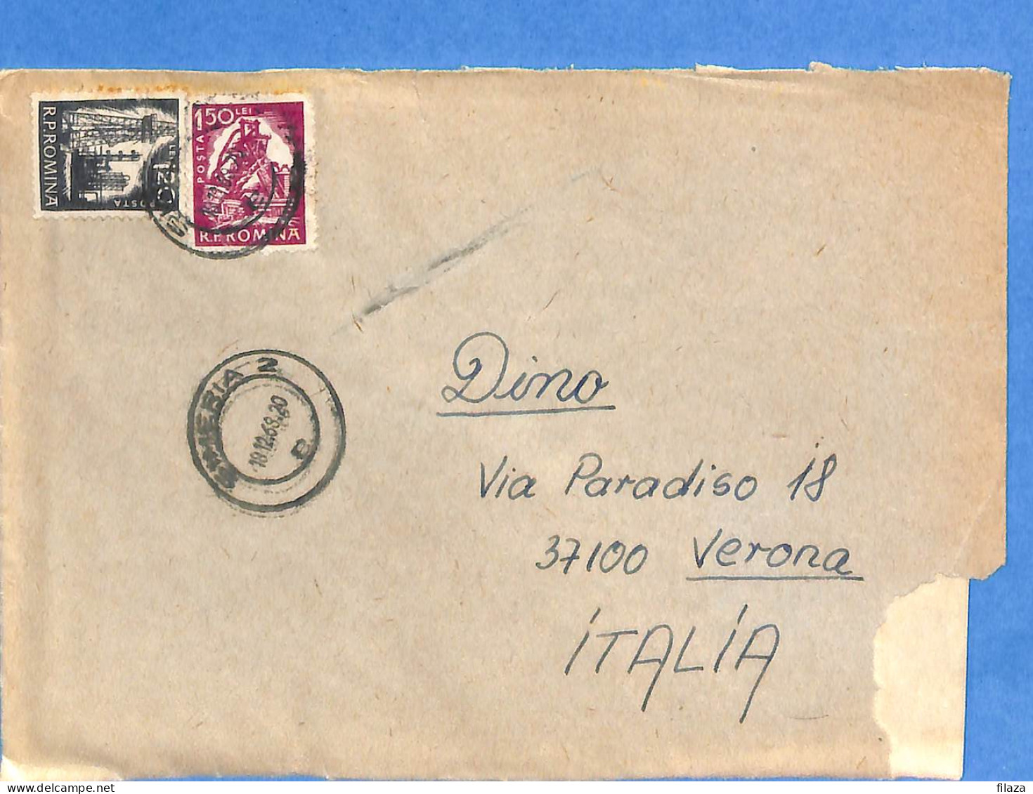 Lettre : Romania To Italy Singer DINO L00105 - Cartas & Documentos