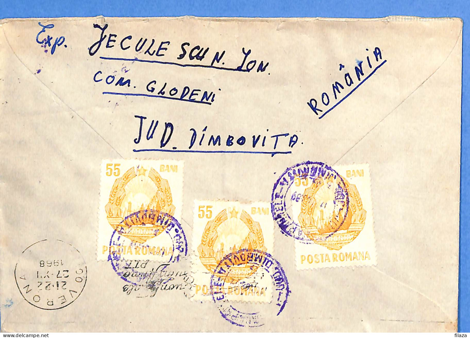 Lettre : Romania To Italy Singer DINO L00107 - Lettres & Documents