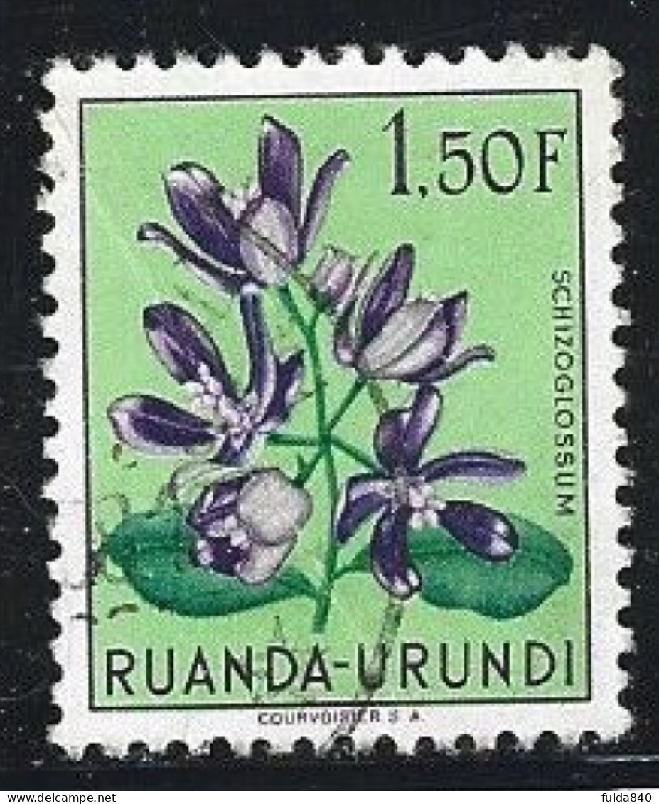 RUANDA-URUNDI. (Y&T) 1953 - N°187.  * Les Fleurs Multicolores. *  1,50F     Obli: - Gebraucht